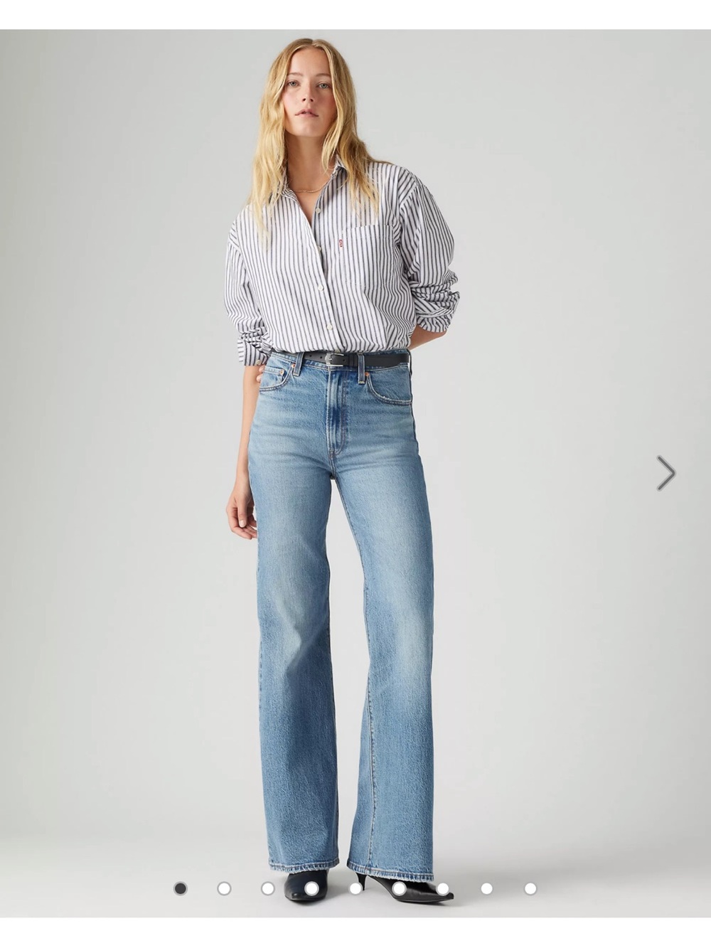 Levi's Women's Ribcage High-Rise Bell Jeans in Light Blue Denim-sz 30